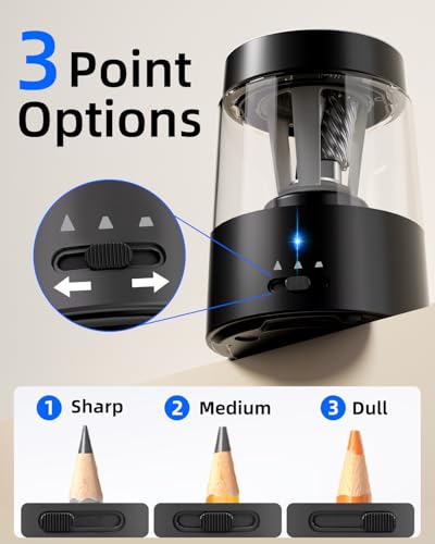 ZMOL Electric Pencil Sharpener, Automatic Pencil Sharpeners Students, Battery Rechargeable Pencil Sharpeners for Colored Pencils, Auto Stop, Suitable for No.2(6-8mm), School/Home - Image 2