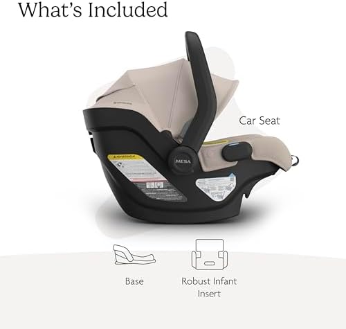 UPPAbaby Mesa V3 Infant Car Seat - Easy Installation + SmartSecure Technology - Attaches to Stroller | Base + Infant Insert Included - Ada (Sandstone)