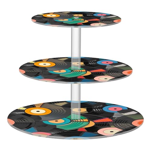 Joitme Vintage Vinyl Records Overlapping Tea Party Cupcake Stand 3