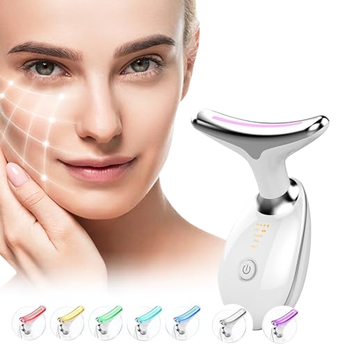 MRTOYIRQ Electric Face Massager, Portable High Frequency Heat Massage Face Lifting,3 Modes 45°C for Beauty and skincare tools, EMS Massage Face Toning for Women. (7-Color LED Mode)