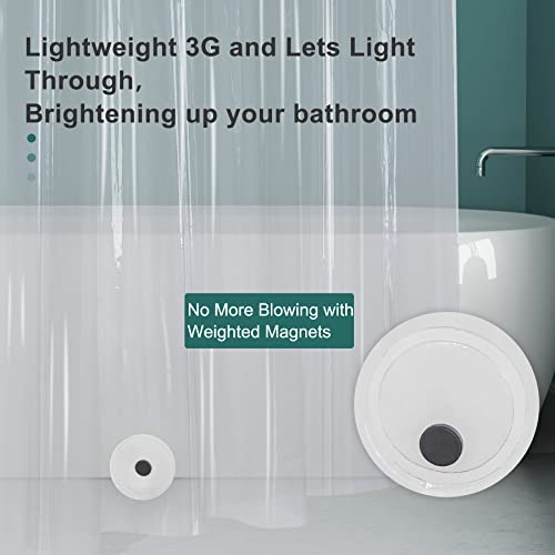 Image of AmazerBath Clear Shower Curtain Liner, Plastic Shower Curtain Liner, Lightweight Shower Liner PEVA, Waterproof Bathroom Shower Curtains with 3 Magnets and 12 Rustproof Grommets, 72x72 Inches