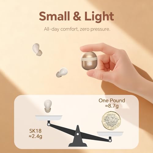 Xmenha Invisible Mini Small Earbuds Wireless Hidden Earphones for Small Ears Bluetooth In Ear Buds Soft Tiny Headphones ENC Noise Cancelling for iPhone Android Sleep Work Commuting Audiobooks (Nude) - Image 2