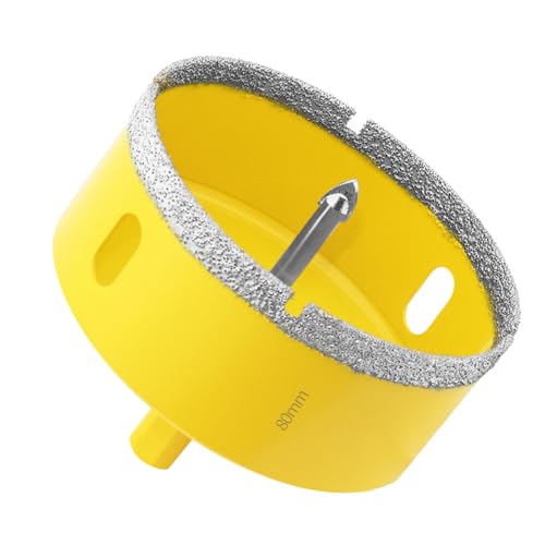 Aohhy Broca de Diamante 80mm con Piloto de Centrado, Profesional Sierra Coronas Perforadora de Diamante para Azulejos, Porcelana, Vidrio, Mármol y Cerámica