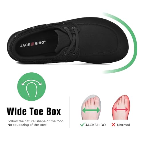 JACKSHIBO Sapatos masculinos descalços sem cadarço, minimalistas, tênis de caminhada, bico largo, so