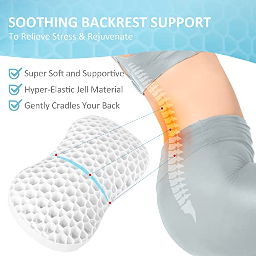 Sunlit Bath Jello Gel Bath Pillows, Lumbar Pillow For Bathtub, Back Support Pillow, Gel Pillow With Non-Slip Suction Cups For Lumbar, Back Rest Support, Fits Curved Or Straight Back Tubs, White #TOP2