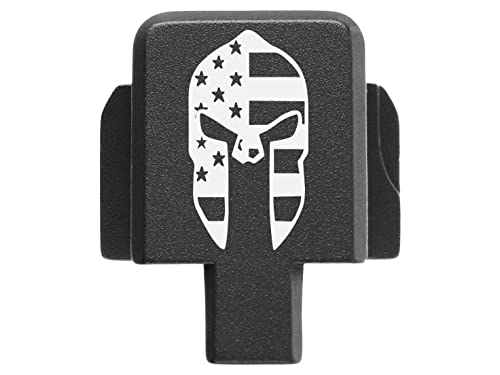NDZ Performance Rear Slide Plate for SIG Sauer P320 9MM 40 357 45 ACP Laser Engraved Anodized Aluminum in Black - Spartan Helmet US Flag