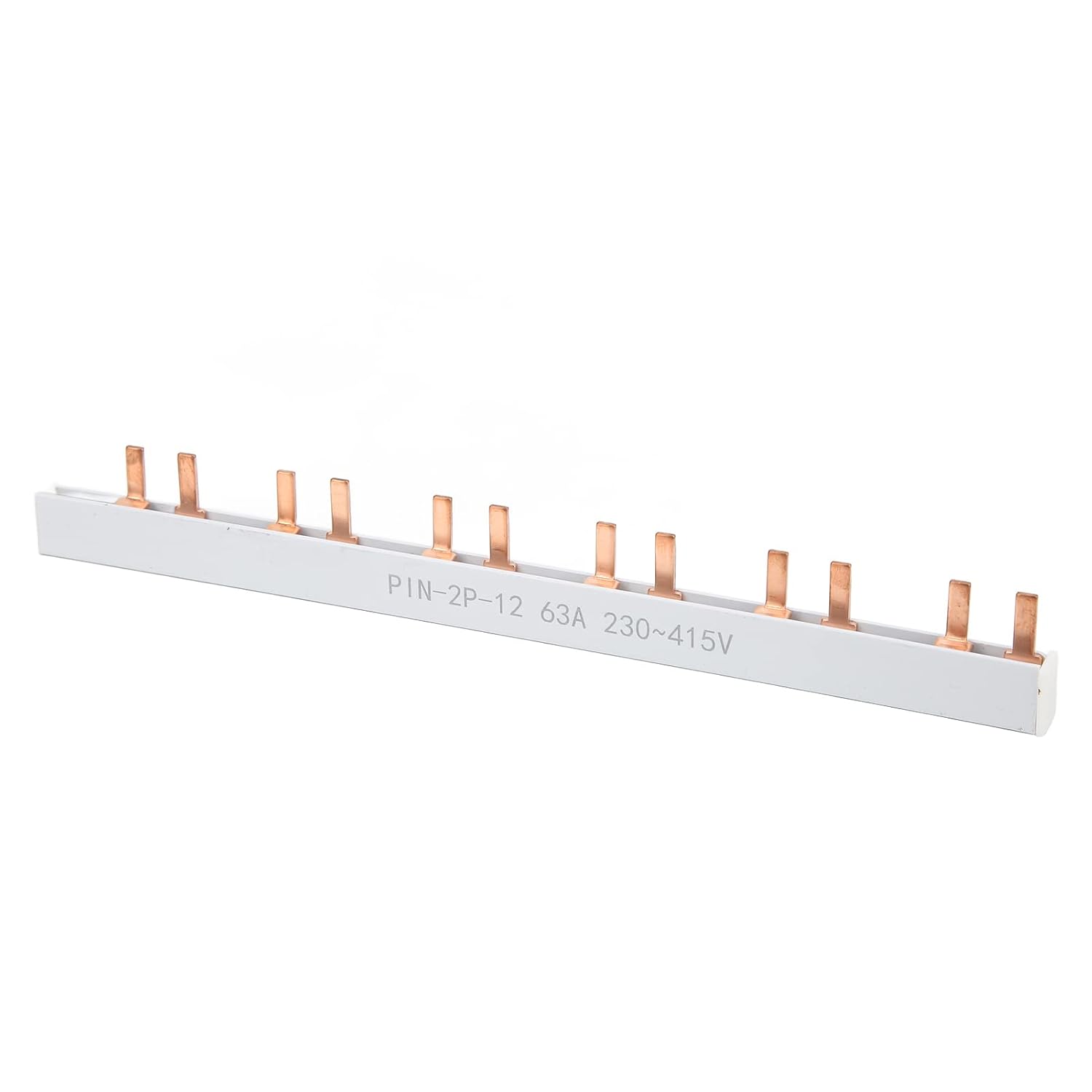 Dioche Breaker Bus Busbar PIN Type Copper Busbar 63A 2P 12 Way PVC Insulated Excellent Conductivity for Circuit Breakers, Rated Voltage 230-415V