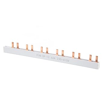 PIN Type Copper Busbar, 2P 12 Way Circuit Breaker Air Switch Busbar, 63 230415V Copper Busbar with PVC Shell for C45 Type, DZ47 Type, IC65N Type Circuit Breaker Distribution Box