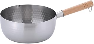 ステンレス 雪平鍋 片手鍋 燕三条 鍋 軽量 IH ガス 深型 16cm 18cm 20cm 22cm ガスIH対応 片手鍋 手軽 注ぎ口 木柄 槌目行平鍋 使いやすい 雪平 ゆきひら 煮物 汁物 にもの 汁もの 毎日 定番 ベーシック シンプル キッチン用品 (18cm)