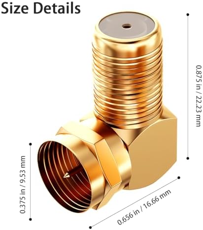 6-Pack RG6 Coaxial Cable Right Angle Extender Connector Gold-Plated 90 Degree Coax Adapter — 사진 5