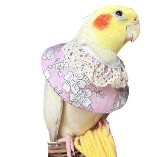 Copfeu Adjustable Bird Collar Anti Bite Elizabethan Recovery Cone, Bird Neck Protector for Feather Plucking, Skin-Friendly Bird Neckwear Full Body Shield (Large,Light Pink)