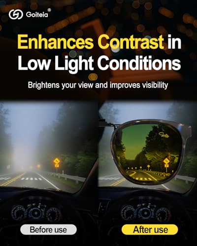 Goiteia Oversized Flip up Clip on Night Driving Glasses for Men Women, Anti Glare from Headlights, Frame Clip Conceal Glasses (Purple Tortoise(60 * 53mm))3