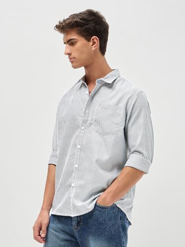 Image of Urbano Fashion Men's Cotton Full Sleeve Regular Fit Casual Striped Shirt