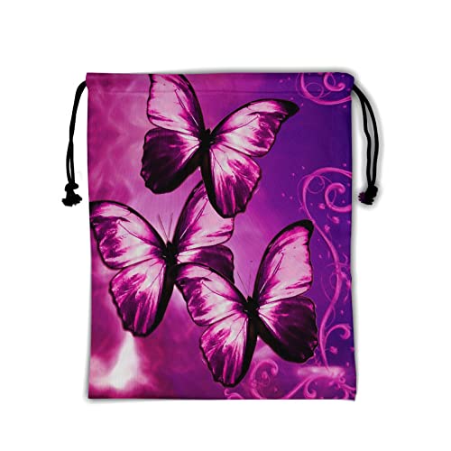 Nerxy Purple Red Butterfly Grip Bag - Pink Butterflies with Cloud Gymnastics Grips Bag Abstract Butterfly Animal Drawstring Storage Pouch