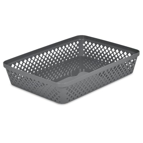 Glad Plastic Storage Basket Set - Multipurpose Drawer Trays, Kitchen Pantry Containers, and Bathroom Bins - 3 Pack Large Organizers, Grey by Glad - Image 3