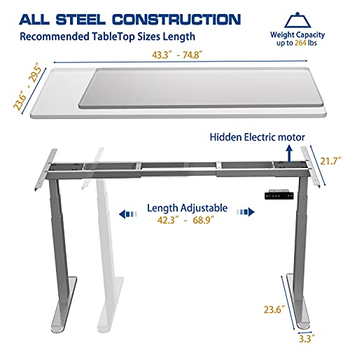 Aimezo Dual Motor Electric Adjustable Desk Base Standing Workstation Smart Desk Adjustable Height Sit Stand Home Office Standing Desk Frame With 3 Tiers Legs/ 4 Memory Preset Button Controller #TOP3