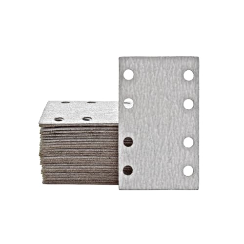 MioTools Shark Feuilles abrasives auto-agrippantes, 133 x 80 mm, 8 trous, p. Ponceuses vibrantes, Corindon normal (Lot de 50) G120