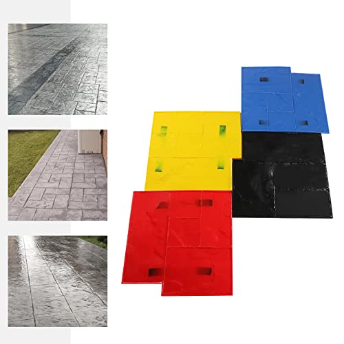 4 PCS Concrete Texturing Skin 24\"x24\" PU Concrete Stamping Mats Slate Concretes Stamps, Realistic Concretes Texture Mat for Walls/Floors, Blue, Red, Yellow, Black