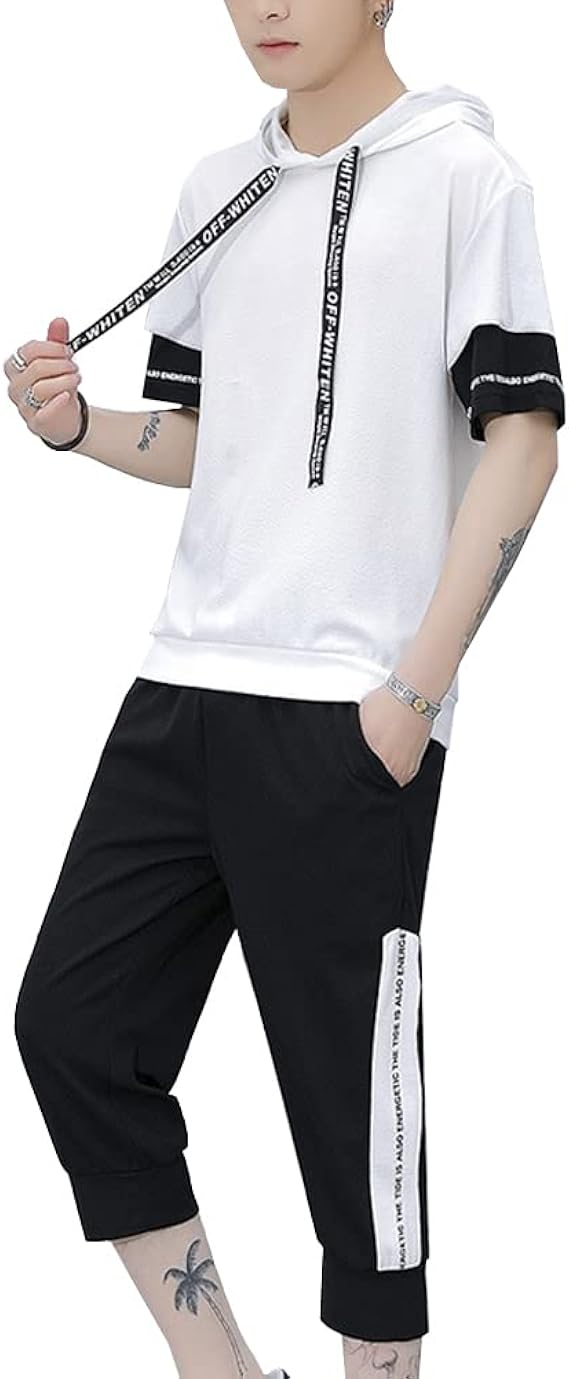 Amazon ジャージ メンズ Tシャツ 上下セット 半袖 無地 スポーツウェア ハーフパンツ カジュアル パーカー スポーツウェア セットアップ 夏 フード付き 部屋着 ファッション ジャージ上下セット 通販