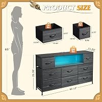 WLIVE LED Dresser TV Stand for 55 Inch TV, 8 Drawers, Dark Gray — image 3