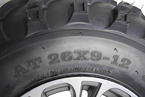 MASSFX MS 26x9-12 26x11-12 ATV Tire w/QUAKE Gun Metal 12x7 4/156 Rims UTV Wheel & Tire Kit with Lug Nuts