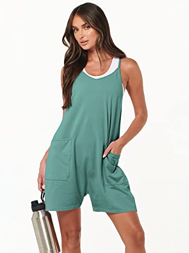 Anrabess Rompers For Women Shorts Overalls Jumpsuits Casual Summer Outfits 2023 Fashion Comfy Clothes Sleeveless Jumpers With Pockets A948-Hulan-L #TOP24