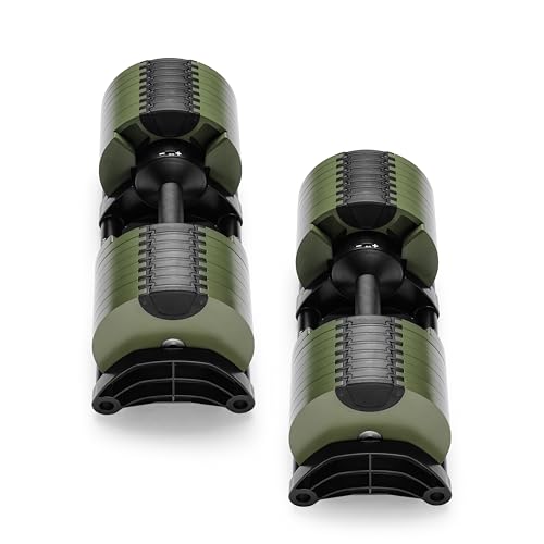 NÜOBELL 80 lb Adjustable Dumbbells (5–80 lb, Twist-Lock, Pair, Green) — view 7