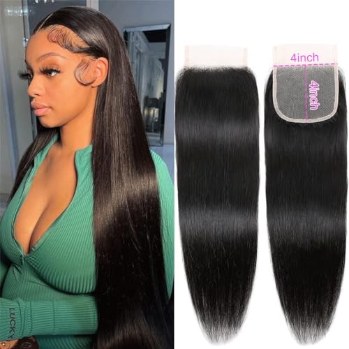 DUAUJUIU Cheveux Humain Lisse 4x4 Lace Closure for Women Cheveux