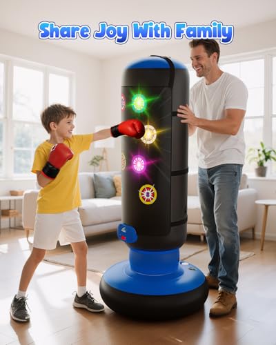 image for HopeRock Punching Bag for Kids, Boxing Set with Scoring, Light, Music,