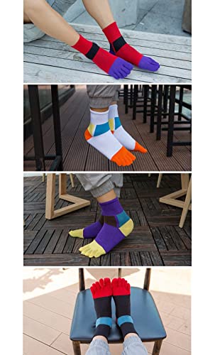 Zuiver katoen man korte vijf vingers sport sokken compressie bont gestreept goede kwaliteit weven zachte elastische gelukkige sokken met teen - Afbeelding 8