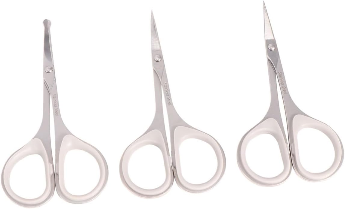 minkissy 3pcs Grooming Scissors Stainless Steel Eyebrow Trimmer and Razor for Safe Facial Hair Removal