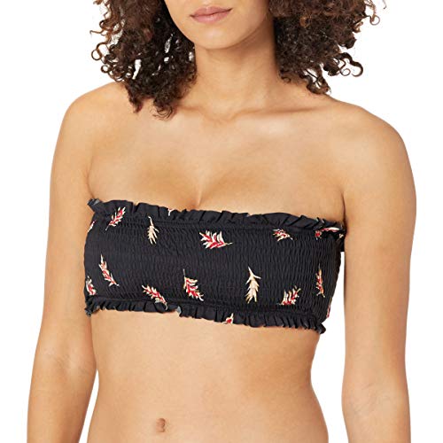Haut de bikini bandeau Billabong noir extensible pour maillot de bain femme L