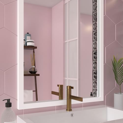 Decotalk Tapetenbordüre Selbstklebend Weiß Wasserdicht 7.6X1500cm Bordüre Selbstklebend PVC Dekorative Bordüre Tape Spiegel Rahmen Trim Reparatur Klebeband Tapetenbordüre für Badezimmer Küche Wand