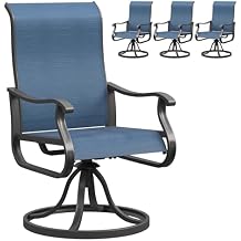 UDPATIO Patio Swivel Dining Chairs Set of 4, Outdoor Swivel Chairs Patio High Back with All Weather Textilene Metal Rocking Frame for Lawn Garden Backyard, Navy
