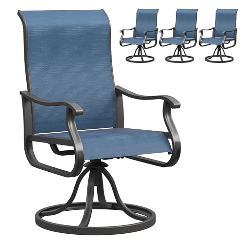 Outdoor Swivel Rocking Dining Chairs for Ultimate Patio Comfort and Style 8 UDPATIO Patio Swivel Dining Chairs Set of 4, Outdoor Swivel Chairs Patio High Back with All Weather Textilene Metal Rocking Frame for Lawn Garden Backyard, Navy