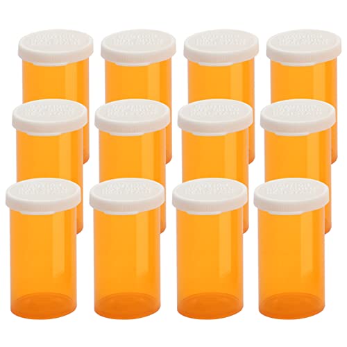 Obami Empty Plastic Pill Bottles with Easy Open Caps (Not Child Resistant), Prescription Medication Vials, Clear Containers Pill Cases Dispenser Organizers (12pcs) (30 Dram)