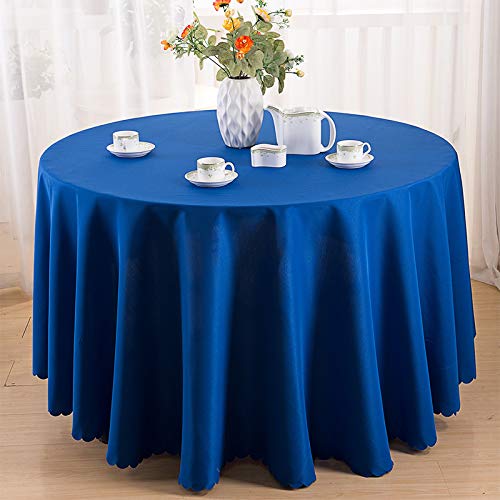 Nappe carrée anti-plis bleue 320 cm coton polyester pour grande table - 2