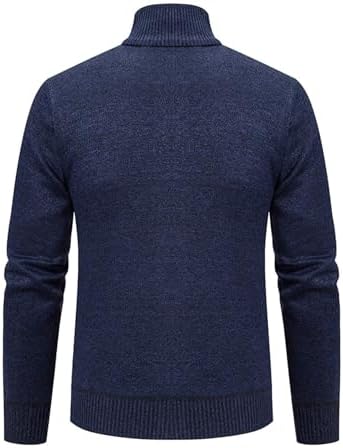 Gebreide vest met volledige rits voor heren, dikke trui met opstaande kraag, fleece gevoerd, warme winterbovenkleding, Kleur: zwart/bruin, XL