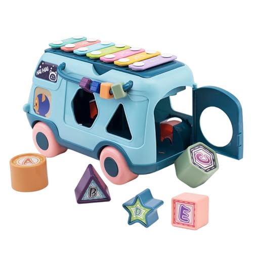 Yplkm Autobús educativo musical, autobús de juguete para bebé, juguete de piano con música/luz - vehículo de narración preescolar para 1 a 3 años de edad