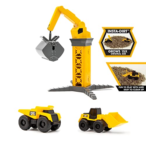 Image of CAT Construction Toys Little Machines Ground Crew Playset with Insta-Dirt - Sensory Toys for Kids Ages 3 and Up - 15X Fast-Growing Dirt Compound & 2 Vehicles - Ideal Gift for Boys & Girls
