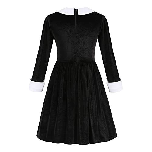 Vestido negro con cuello Peter Pan para niñas 3-12 años miniatura 3