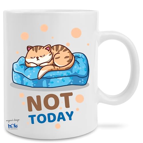 Hole Gadget Tazze Divertenti, Tazza Mug con Idee Regalo Divertente e Originali da Colazione o da The, Regali Simpatici per Sorella, Mamma, San Valentino, Uomo, Donna (Not today)