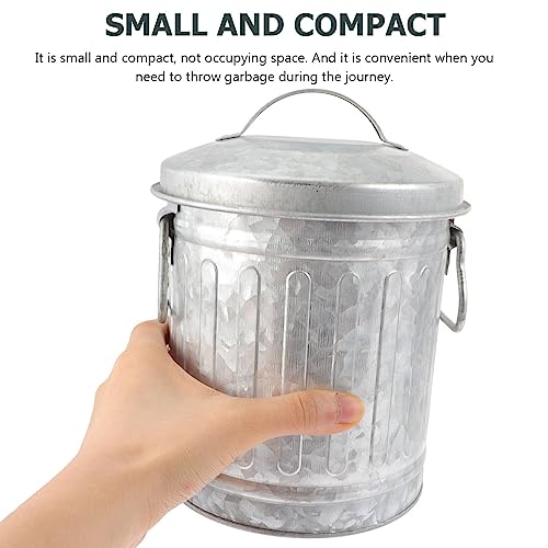 Cabilock Desktop Trash Bin Small Metal Bucket with Lid 7.28X5.70X5.70In Convenient Rubbish Bin for Office Home Wastebasket and Storage Organizer by Cabilock - Used condition - Image 3