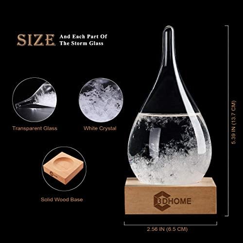 3DHOME Storm Glass, Stylish Creative Desktop Decorative Bottle Water Drop Glass Barometer Weather Forecast Bottle Weather Station, High-Grade Home and Office Decoration (Small)