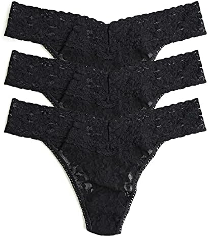 Hanky Panky Women's Signature Lace Original Rise Thongs - One Size - Black, (Pack of 3)