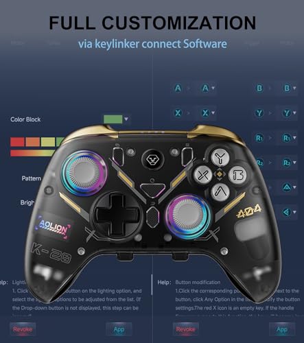 Image of BLESSOURCE PC Controller,Bluetooth Controller with Hall Triggers,Hall Joysticks,RGB Light,for PC /Switch /iOS /Android 1000mAh with Charging Dock.