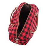 Healvian Bolsa de Viaje de Lona con Diseño de Cuadros Negros y Rojos Bolso Portátil Versátil para Negocios Escuela y Deportes