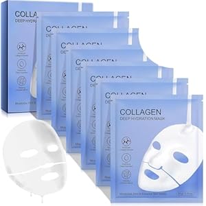 Collagen Face Mask – Overnight Hydrating Sheet Mask, Hydrogel Deep Wrapping Mask, Night Lifting Facial Masks for Women Skin Care, Restores Elasticity, Moisturizing & Firmness for All Skin Types (Skin)