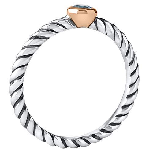 Peora Swiss Blue Topaz Stackable Ring In Sterling Silver, Cable Rope Band For Women 2.1Mm Sizes 9 #TOP5