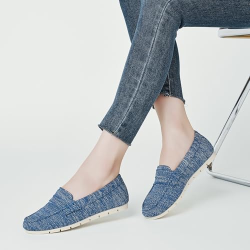 Image of Cvistpieo Loafers for Women Comfortable Dressy Casual Work Flats Lightweight & Breathable Slip On Walking Shoes Knit